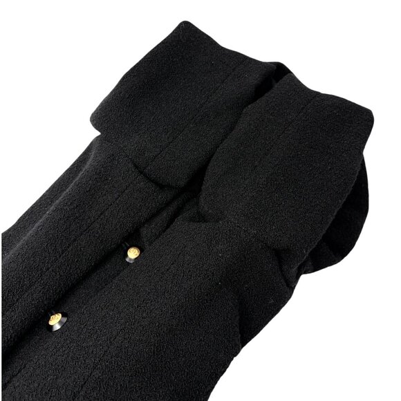 CHANEL Vintage CC Mark Logo Gold Button Coat Jacket # Black Wool Silk [106396] - Picture 7 of 11
